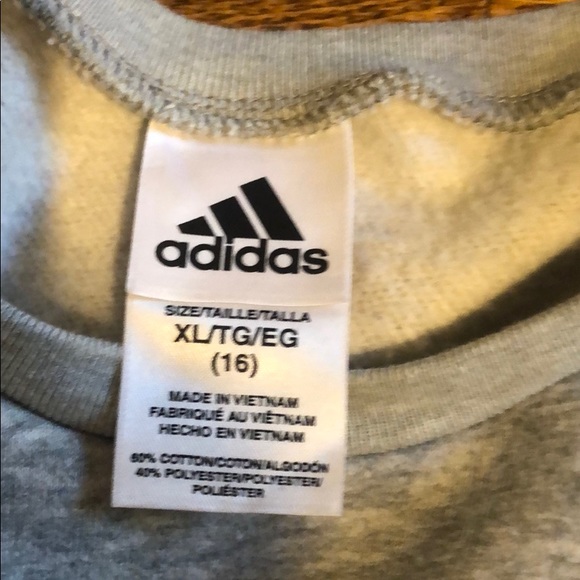 girls super soft grey adidas crewneck - Picture 3 of 3